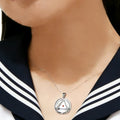 Stainless Steel Necklace Triangle Mustard Seed Inspirational Pendant Minimalist Round Symbol Faith Jewelry Tarnish Resistant