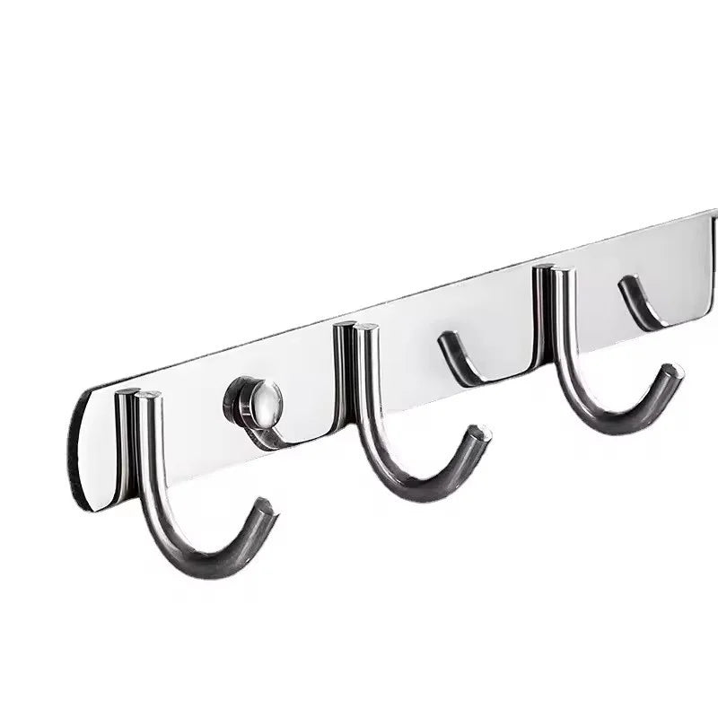 Hot Sale 304 Strong Adhesive Hook Load Bearing Non - Punching Wall Coat Hook Stainless Steel Bathroom Hooks Rail