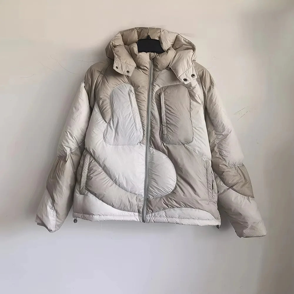 OEM New Arrival Men's Quilted Oversized Puffer Jackets Custom Logo Breathable Zipper Closure Canvas Hooded Winter High Coated
