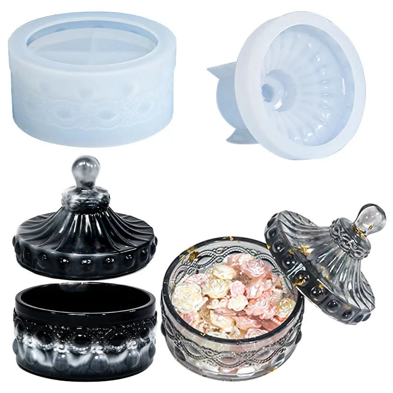 Drip Glue Mold Jewel Pattern Storage Box Silicone Mold Mirror Resin for DIY Handmade MegaBDM