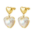 18K Gold Plated Stainless Steel Jewelry Small Love Stud Colorful Stone Heart Drop Earrings Waterproof for Woman Earrings E251695