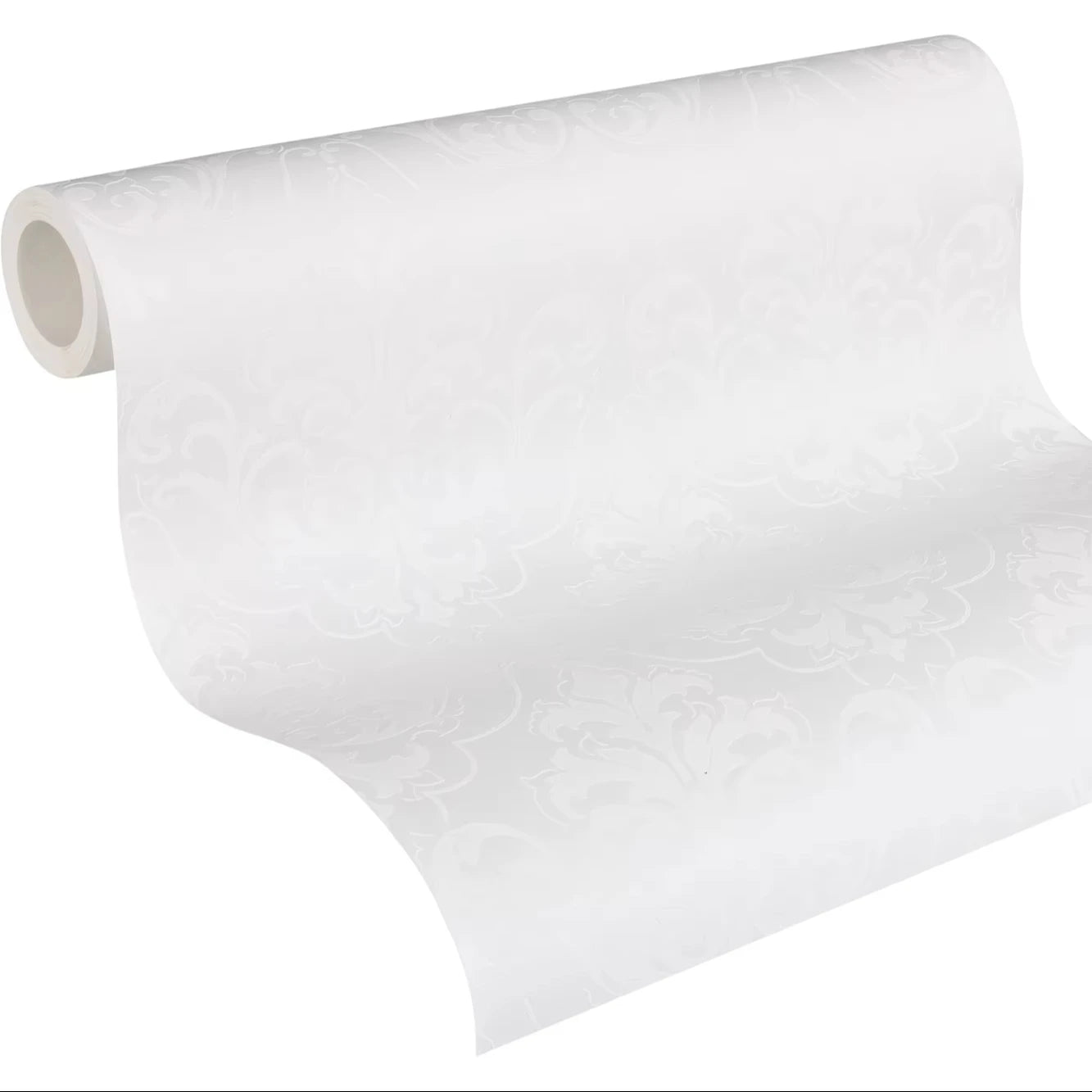 Made in Germany - Coatable Wallpaper rolls Damask Paintable White Non Woven Vinyl Wallpaper for painting - 1005 x 053 m