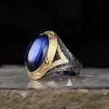 New Arrival Men's 925 Sterling Silver Ottoman Style Ring Bi-Color Rhodium and Gold Designed in Turkey