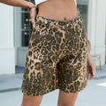 Women's Washed Leopard Print Denim Wide-Leg Shorts - Summer New Arrival Casual Style for Western Cross-Border Trade