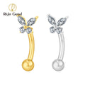 Right Grand ASTM F136 Titanium Butterfly CZ Labret Stud 16G Curved Barbell Rook Earring Cartilage Ear Piercing Jewelry