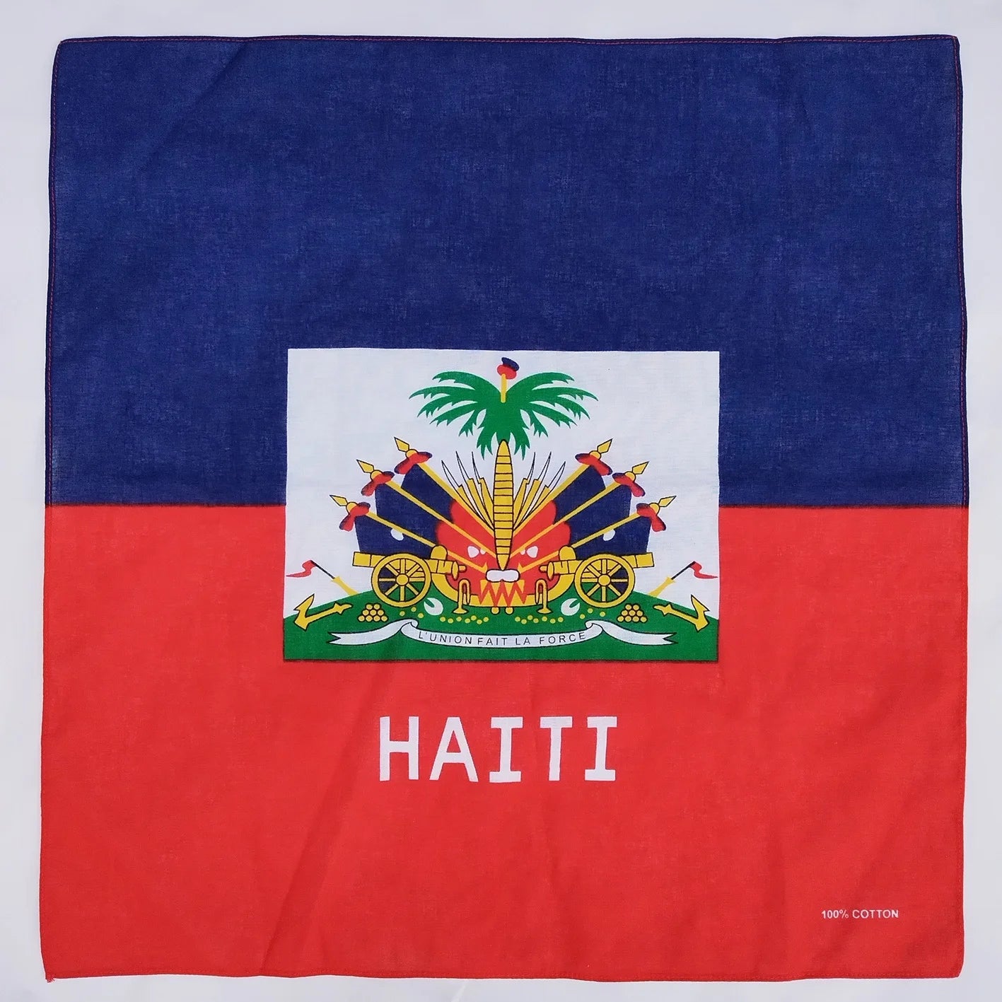 Custom Haitian Flag Headwrap Cotton Bandana in Haitian Flag Design Unique Headgear Accessory