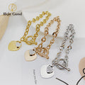 Crystal Heart Shaped Pendant Bracelets Women Stainless Steel Bracelet OT Clasp Classic Fashion Jewelry Link Bangle
