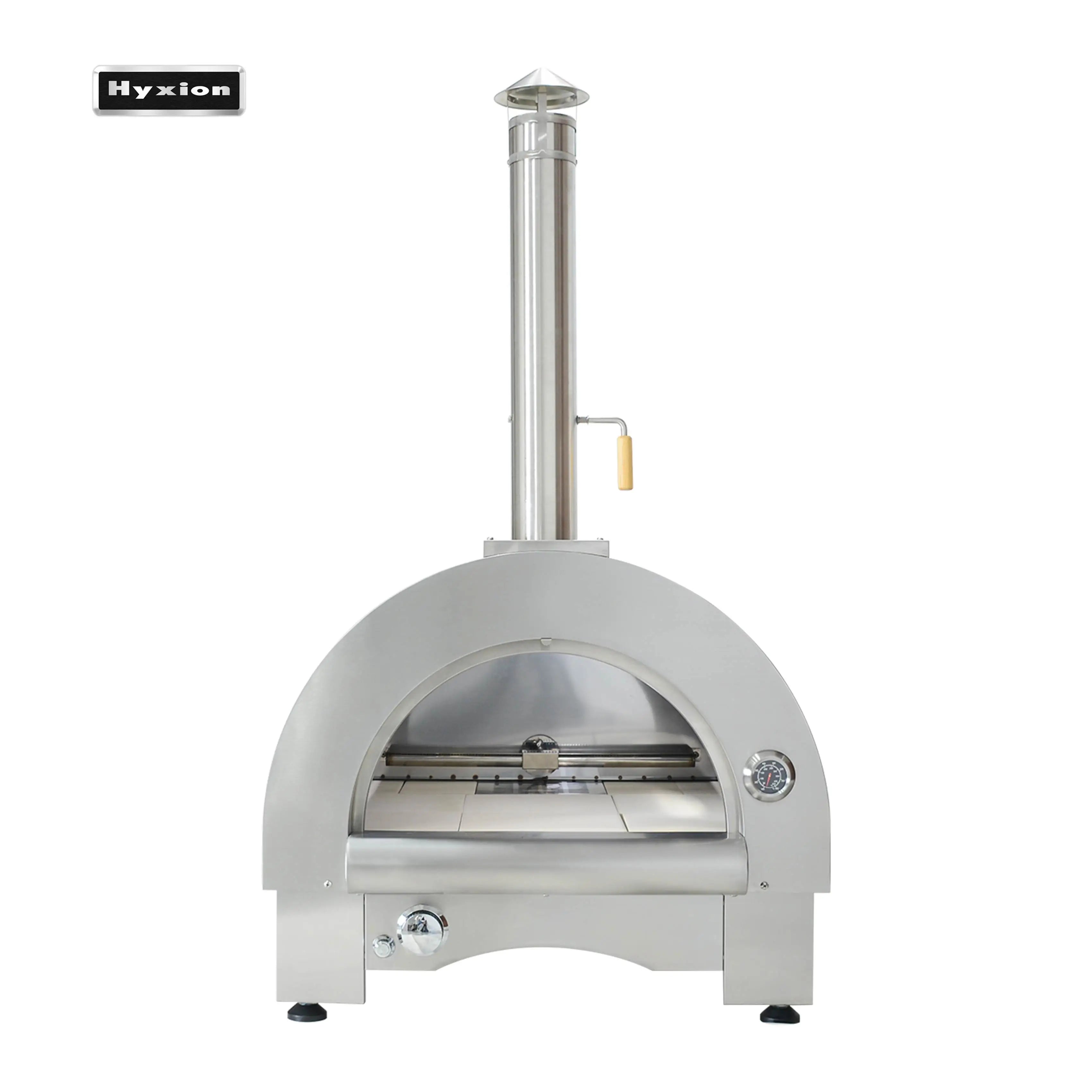 Large Outdoor Pizza Oven 82x73x120cm Metal Premium Style Gas & Wood Fuel Firebrick Lining Adjustable Feet