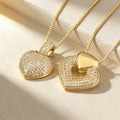 QIKU Wholesale Love Heart Shape Cubic Zirconia Copper Charm Pendant Necklace Women Men Fine Jewelry Charm Accessories