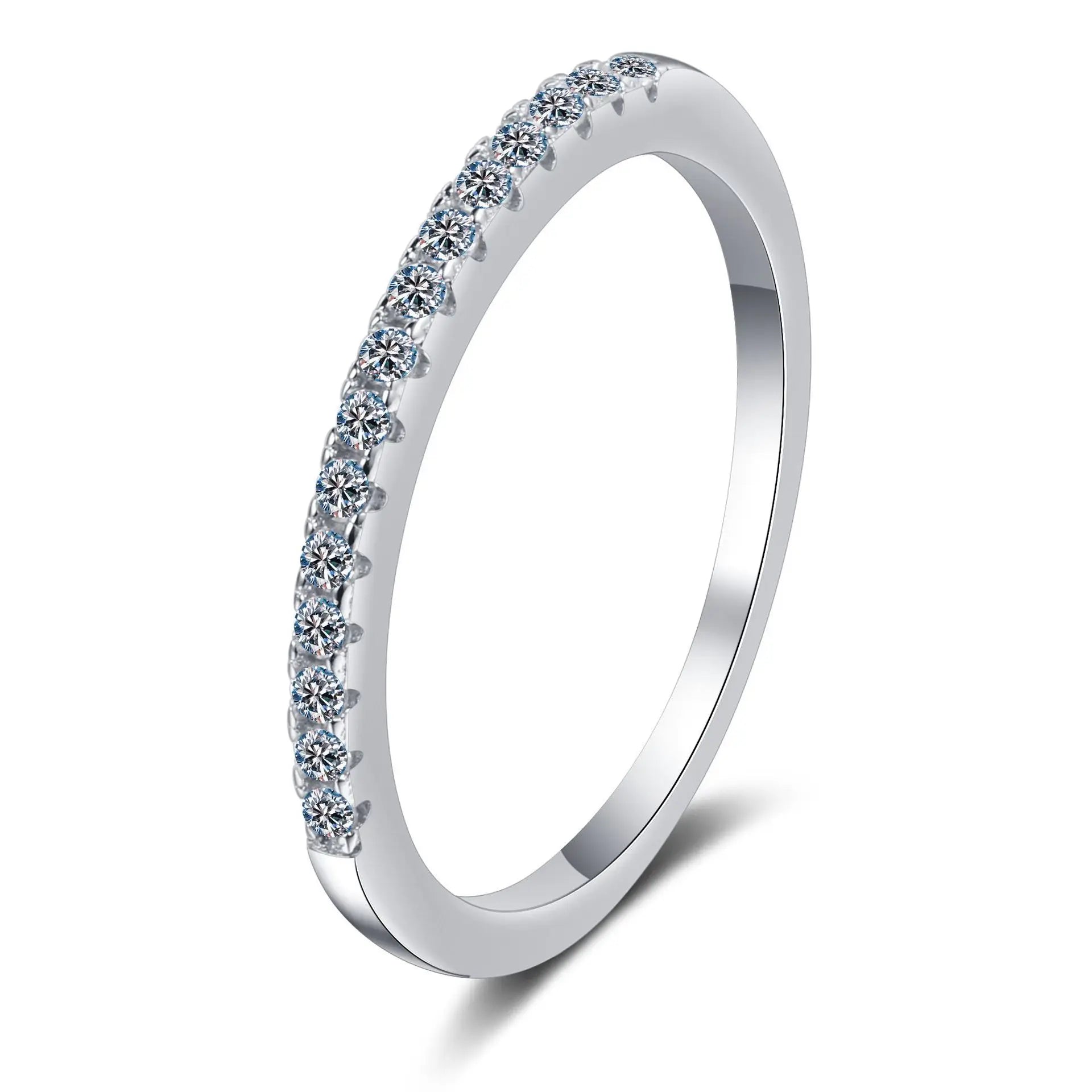 Women's Fine Jewelry 925 Sterling Silver Moissanite Wedding Band Engagement Ring Fashionable 15pcs Stones for Women