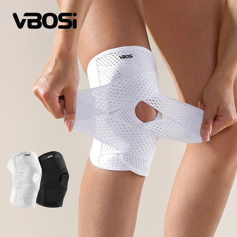 VBOSI New Wholesale High Elastic Air Mesh Knee Brace with Dual Straps and Springs for Gym Weightlifting Joint Pain Relief
