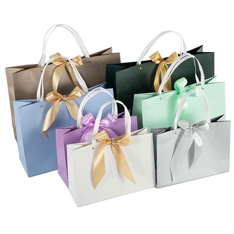 MU Big Size Paper Bag Gift Paper Bag Bowknot Clothes Garment Gift Shopping Clothing Shoe Box Paper Bag