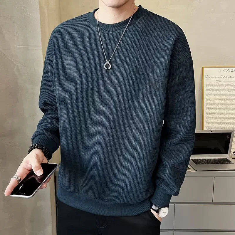 Oem customized loose youth feeling trendy long sleeve round neck sweat shirt korean style MegaBDM