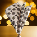 Beige PES Pocket Square with Geometric Pattern Print