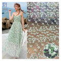 YX244 Golden Supplier French Green Floral Embroidery Lace Fabric Fresh Retro Style Tulle Lace Fabric for Girls' Dress MegaBDM