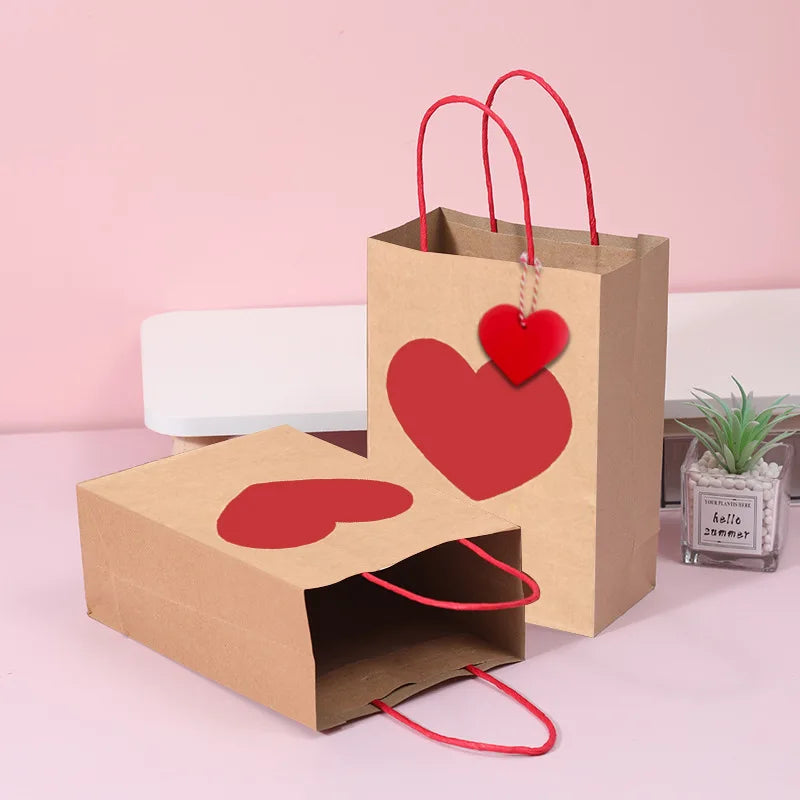 JUXINDAHandmade Kraft Paper Bag Personalized for Valentine's Day Retail Gift Shopping Features Gravure Printing Reasonable Price