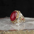 Turkish Jewelry Black Men's 925 Sterling Ottoman Style Ring Rhodium and Gold Bi-color Plating Model RCEGYT-563