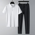 OEM Customized Logo Design trend men's summer leisure sports suit ice silk two-piece set