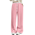 Women's Wide Leg Flat Front High-Waisted Elastic Waist Breathable Stretch Cotton/Polyester Sweatpants Jogger Pants Custom