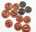 Custom Engraved Smile Face 2-Hole Brown Round Coffee Natural Wooden Button Eco-Friendly for Cloth