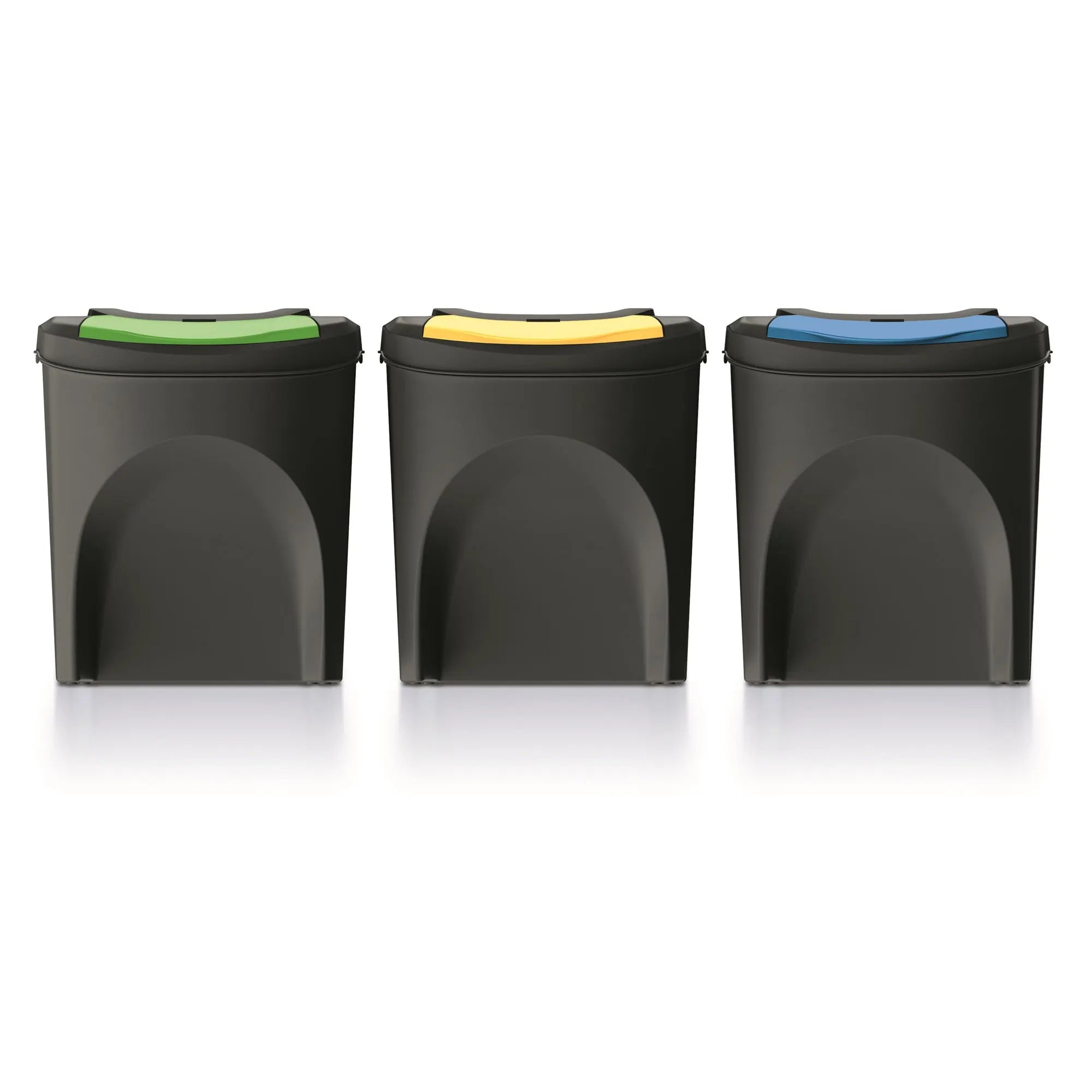 Set of 3 KEDEN SORTIBOX trash cans 100% recycled plastic black 75L
