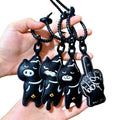 Custom Wholesale Cartoon Leather Emoticon Cat Key Buckle Keychain Couple Bags Cool Black Student Decoration Pendant