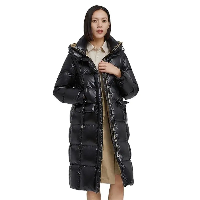 Women's Customizable Puffer Bubble Coat with Stripe & Camouflage Pattern Waterproof Winter Jacket