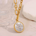 Dreamshow Vintage Jewelry Engraved Angel Pendant Necklace Statement Coin Jewelry Stainless Steel Necklace