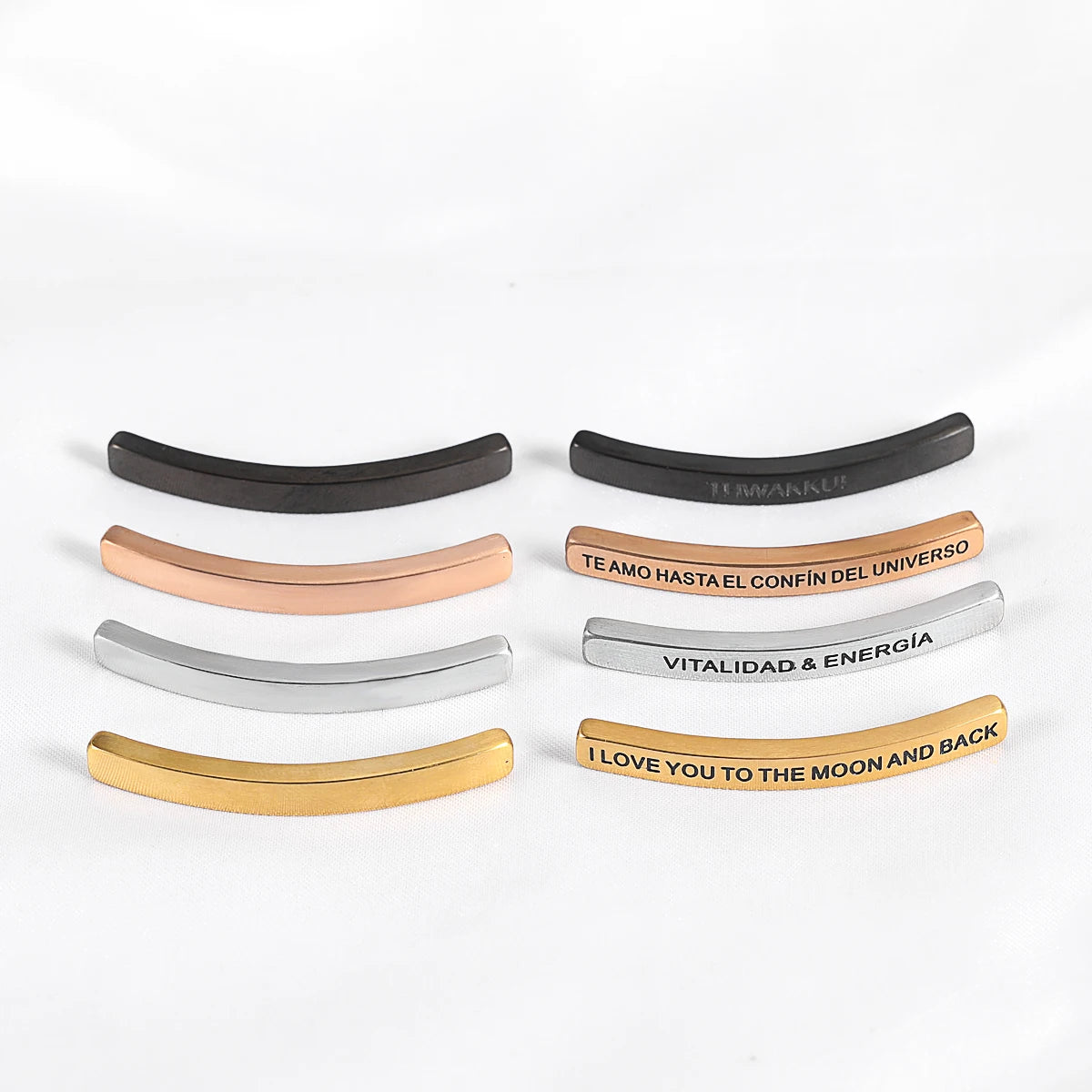 Custom Blank Stainless Steel Bar Accessories DIY Laser Engraved Inspiration Letters Bar for Natural Stone Beads Bracelet Making