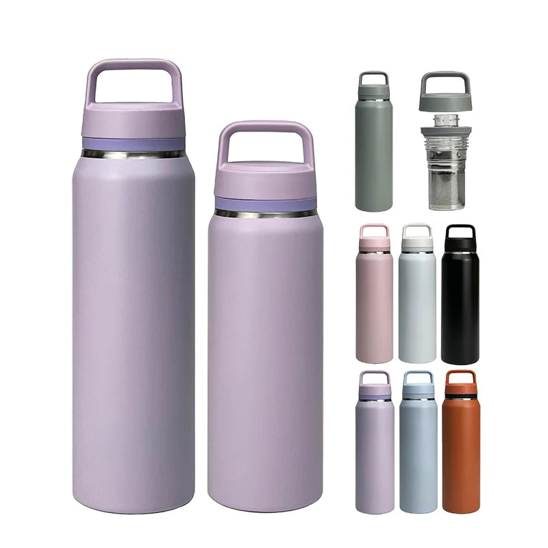 Custom Frosted Soft Touch Double Wall Insulated Drink Bottle Tumbler 500ml Vacuum Flask Stainless Steel Cup Thermal Water Bottle