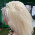 CF129 Full Transparent Lace Human Hair Wigs Blond 613# Afro Kinky Curl Virgin Glueless Wig Cuticle Aligned Unprocessed MegaBDM