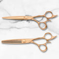 Gold Hair Shears Set for Professional Hair Cutting - Scissors and Thinning Shears