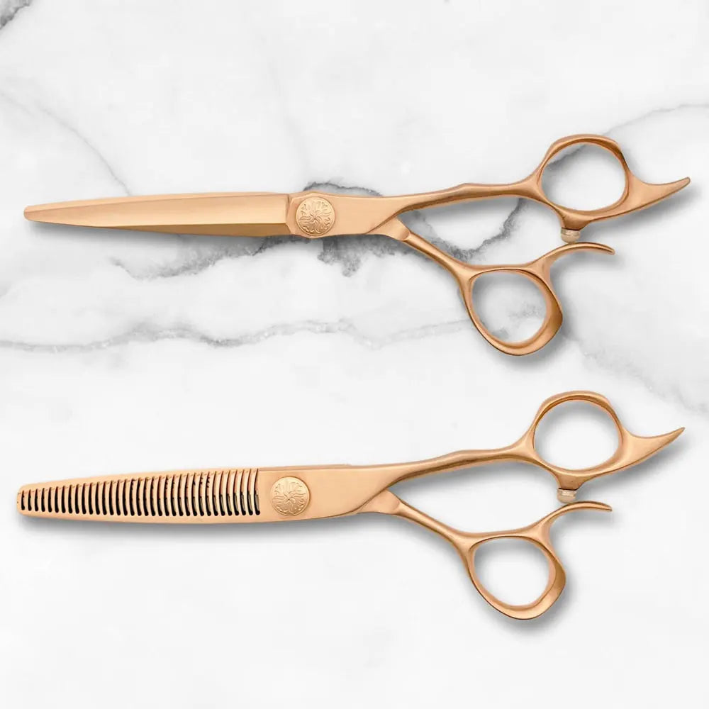 Gold Hair Shears Set for Professional Hair Cutting - Scissors and Thinning Shears