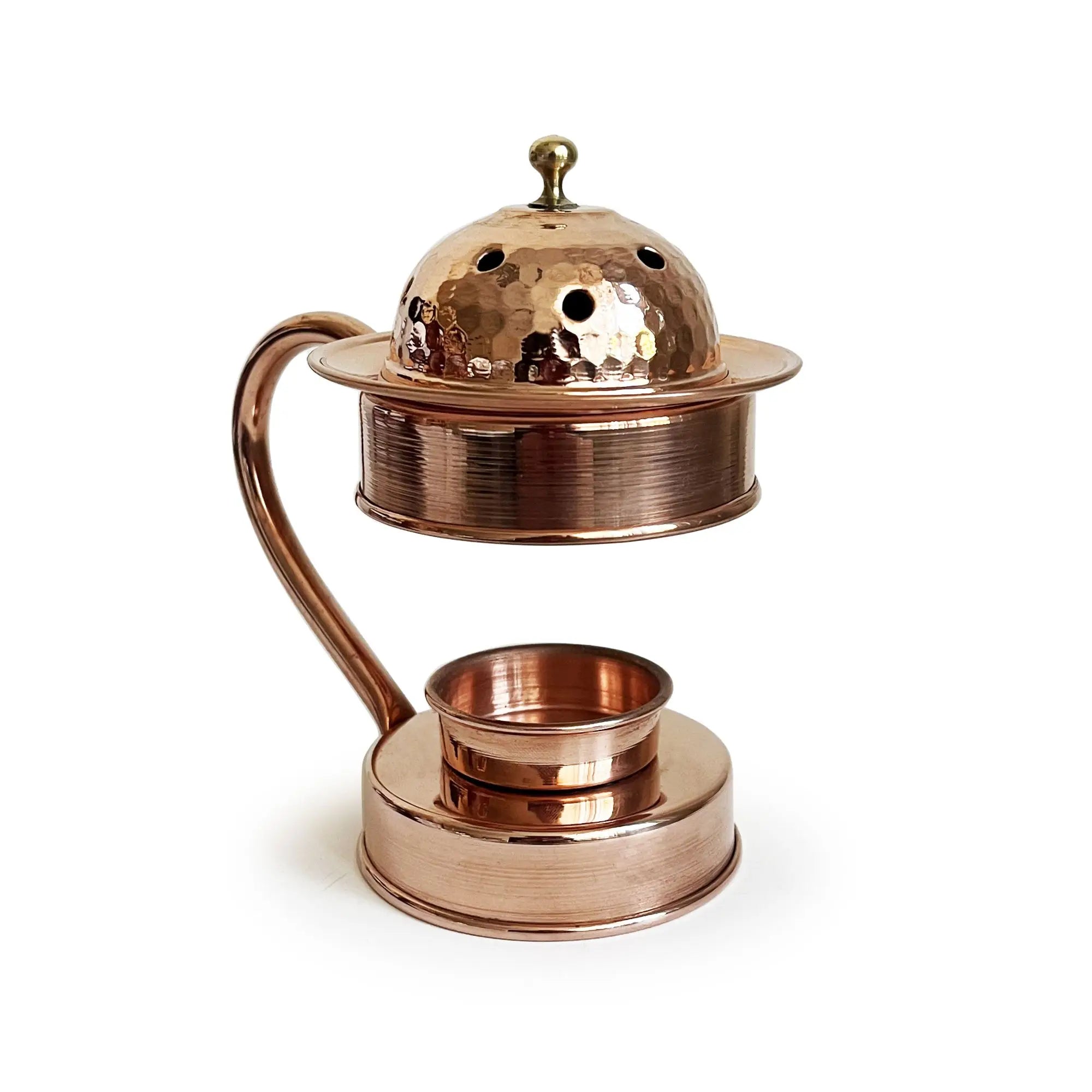 Handmade Copper Traditional Design Aromatherapy Steamer Incense Yoga Meditation Steam Spiritual Gift Candle Holder With Lid