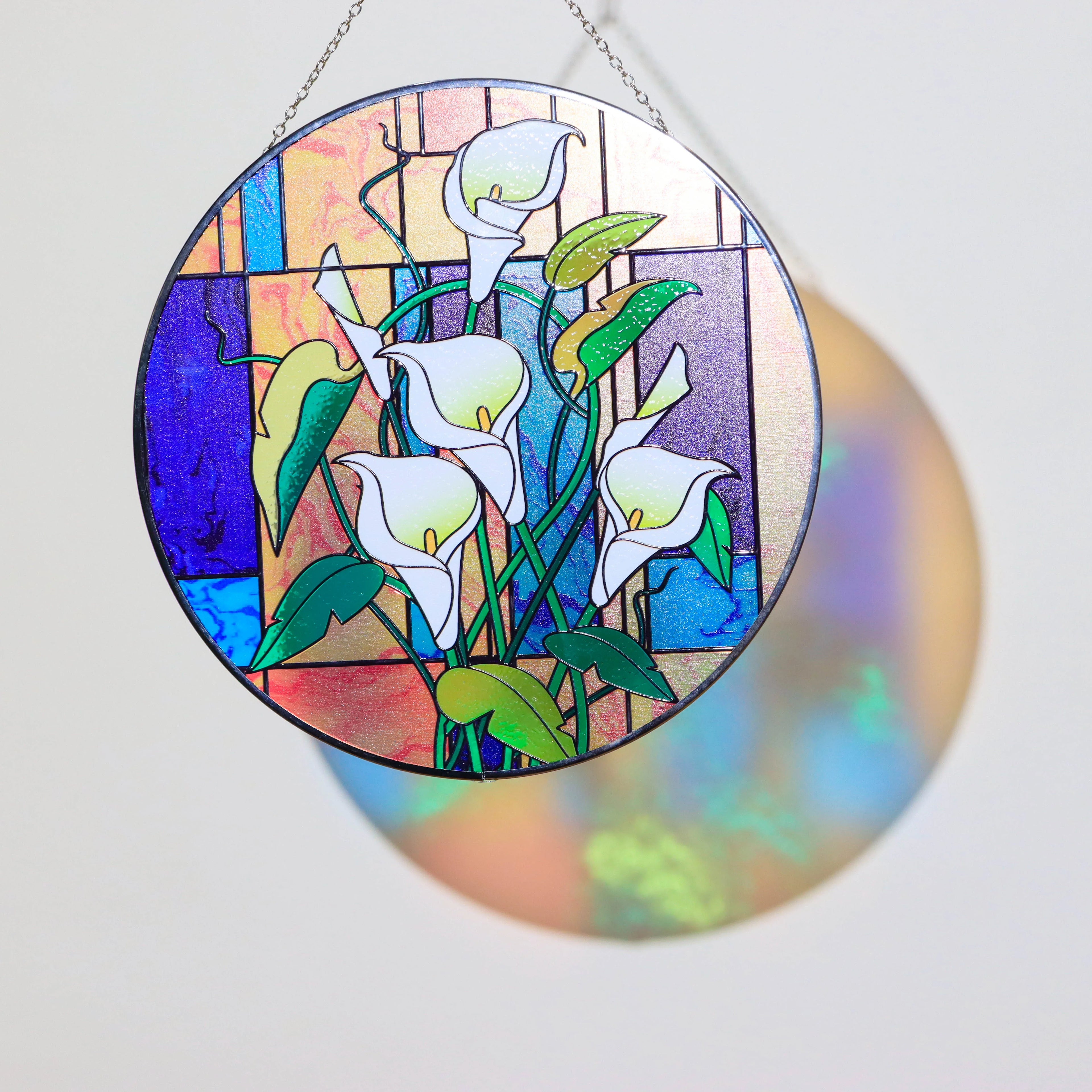 Custom Designed 12-Inch Stained Glass Suncatcher Intricate Light Effects Rich Colors Christmas Gift for Windows Made of Metal