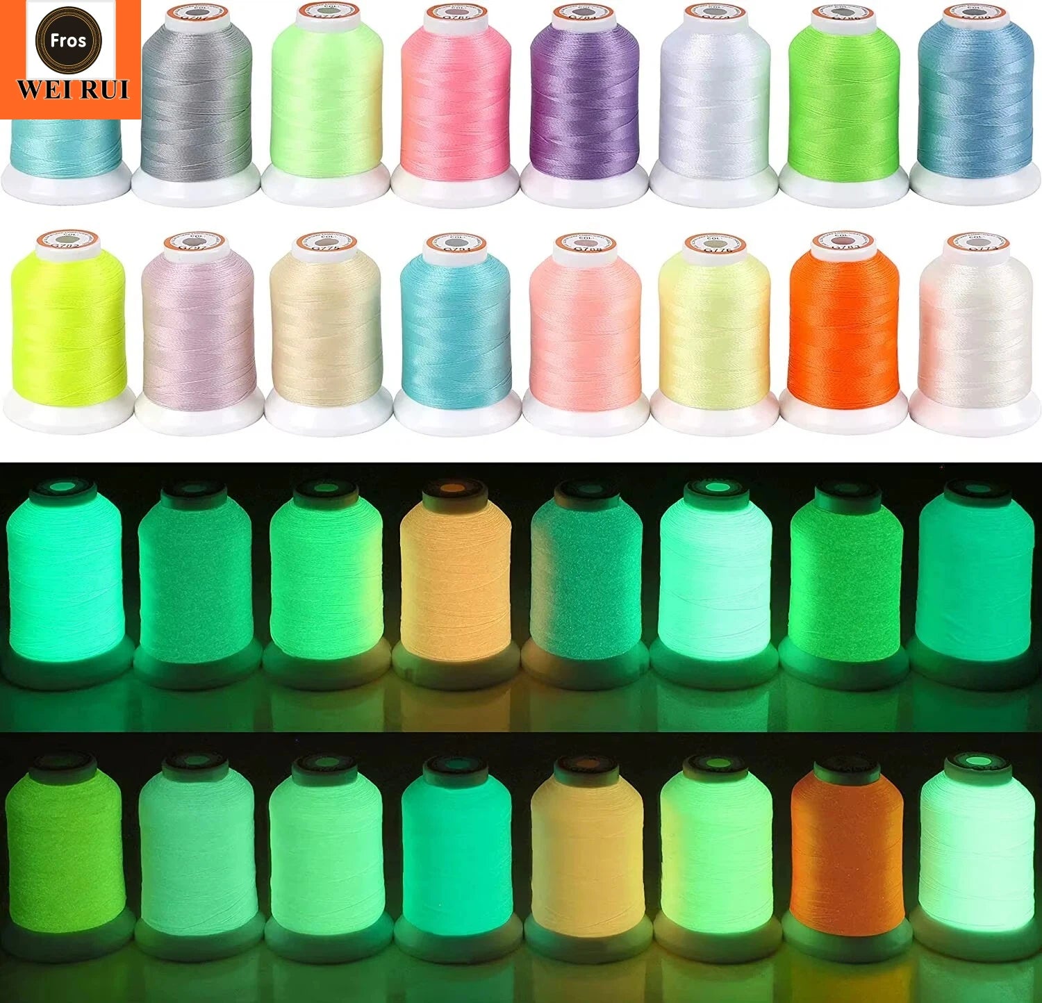 150D/2 Color Changing Embroidery Thread Black UV Color Changed Thread