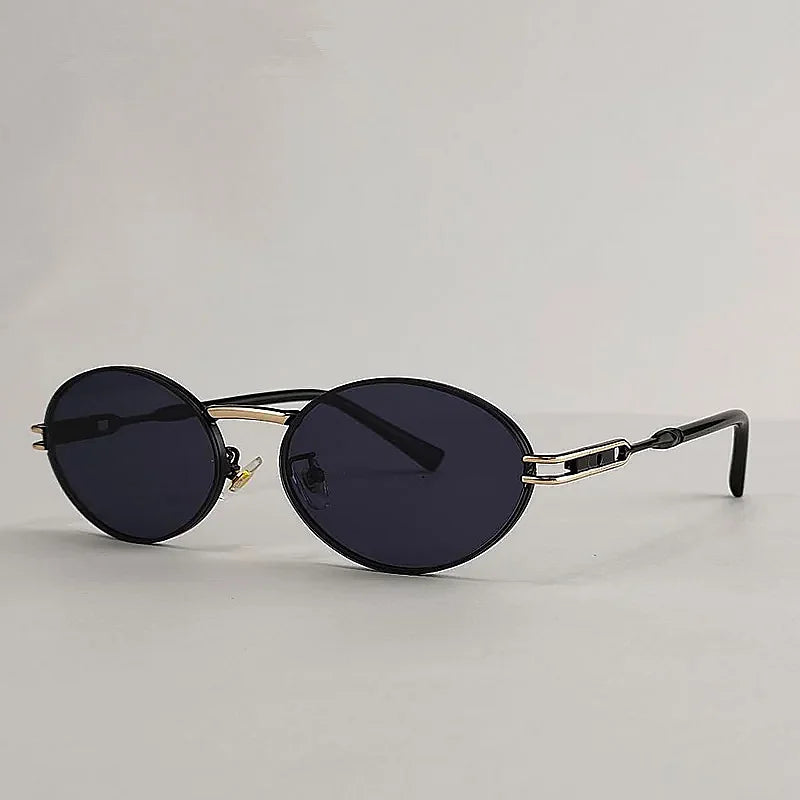 Logo Custom 2025 Vintage Men Women Alloy Punk Sun Glasses UV400 Small Frame Oval Sunglasses