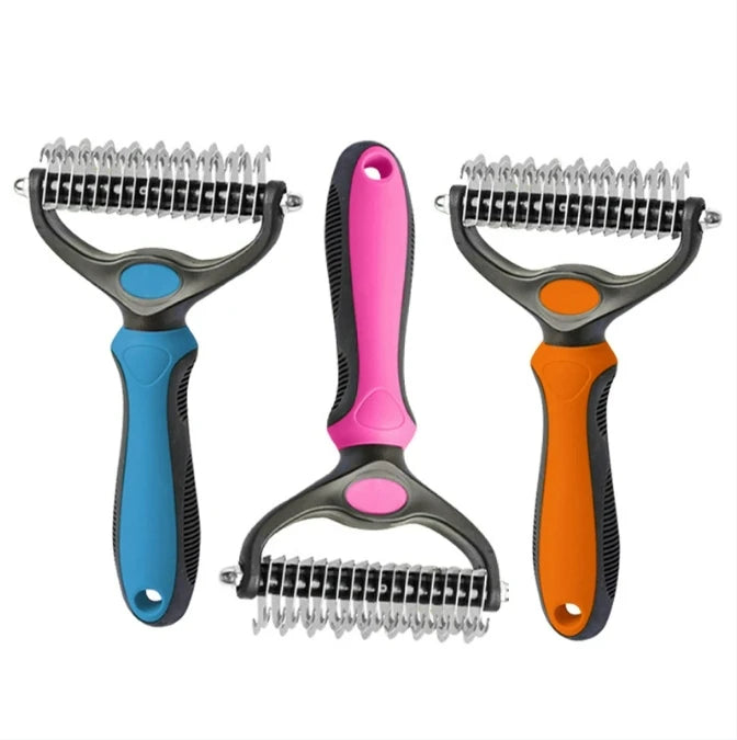 Portable Eco-Friendly Double Sided Soft Stainless Steel Pet Grooming Comb Small Dog Hair Remover Brush Self-Cleaning Tool