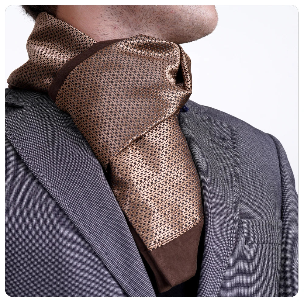 Exve Exclusive Elegant Double-Sided Bronze Brown Self-Patterned Jacquard Woven Traditional Turkey Scarf & Shawl