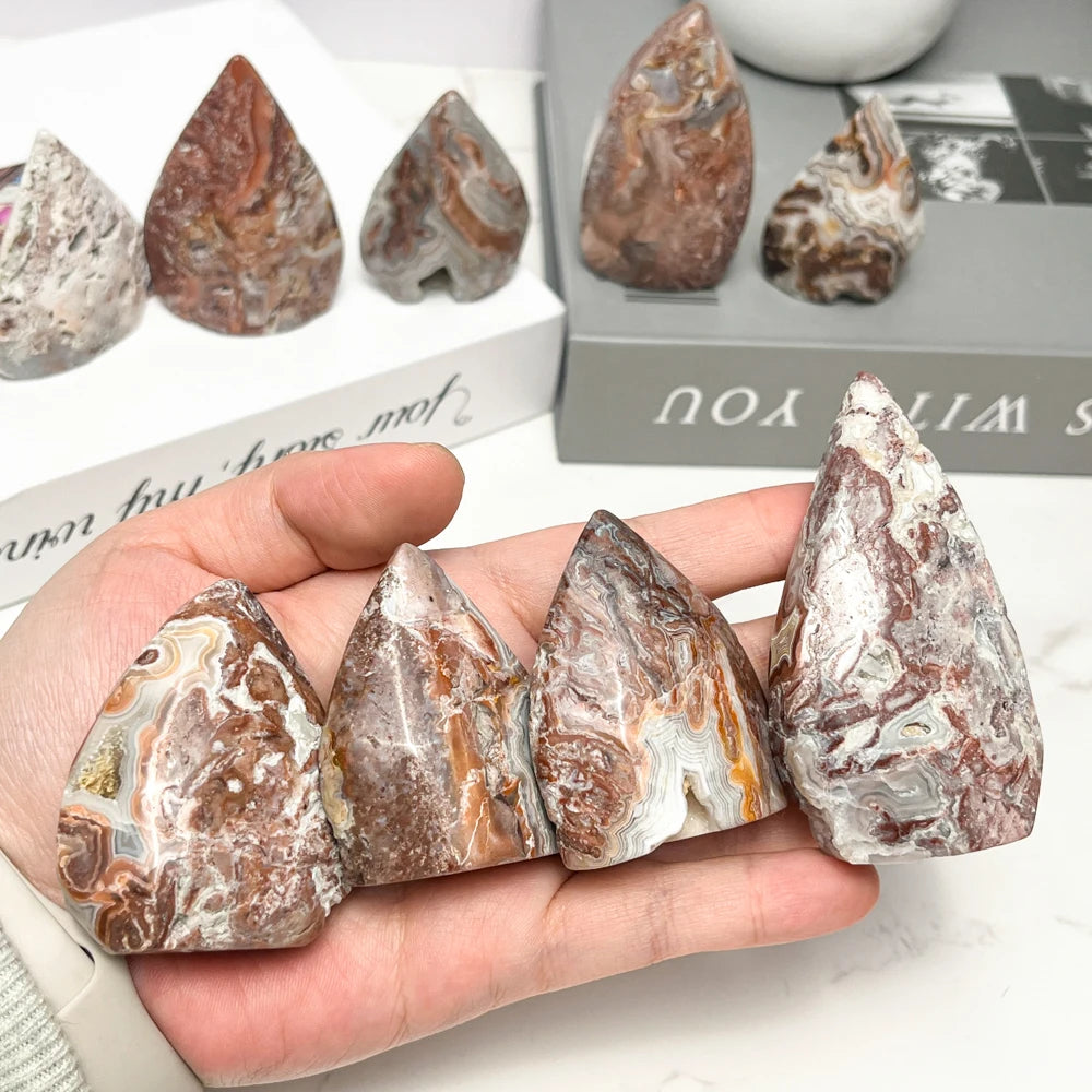 Wholesale Mexico Crazy Agate Freeform Crystal Tower Natural Polished Mexico Agate Stone Healing Crystal Rough Point
