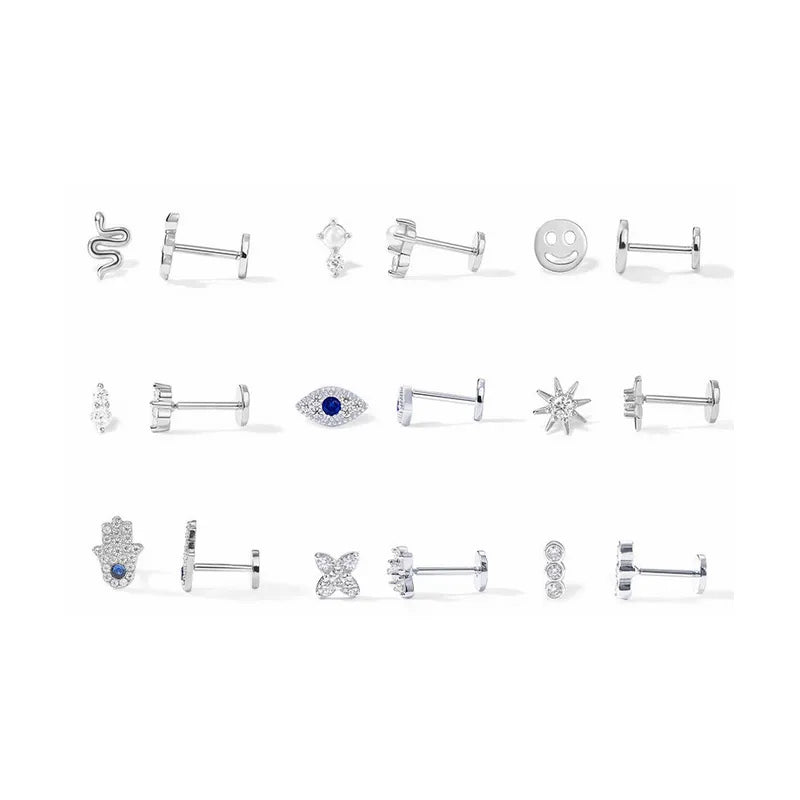 Low MOQ Stamped Tiny Flat Back Jewelry Popular Minimalist 925 Sterling Silver Earrings