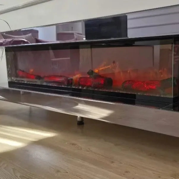 Modern Luxury Gold Coffee Table Bluetooth Connection Dining Wooden Electronic Fireplace MDF Panel Hot Furniture DOSIN DS2440