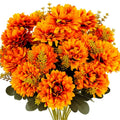 Artificial Fall Flowers Mums Silk Chrysanthemums Bouquet Faux Floral Arrangement for Home Table Wedding Party Autumn Decoration