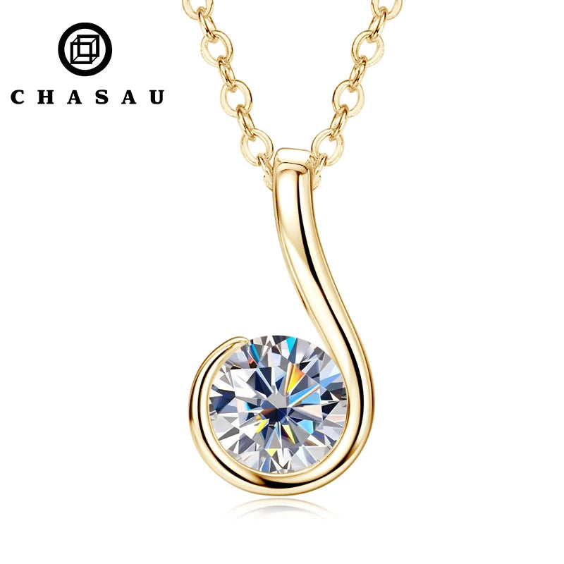 Luxury 925 Sterling Silver Solitaire Round 1CT D Color Diamond Moissanite Stone  Teardrop Pendant Necklaces for Women