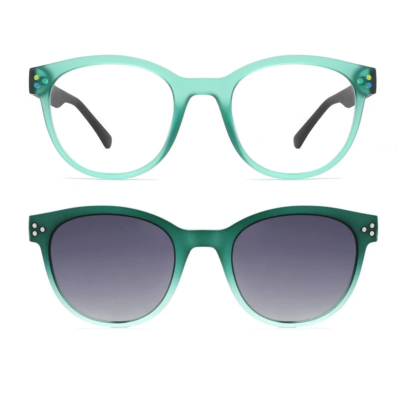 FEROCE ECO Bio TR Material TAC Polarized Luxury Full-Rim Unisex Clip-on Round Sunglasses