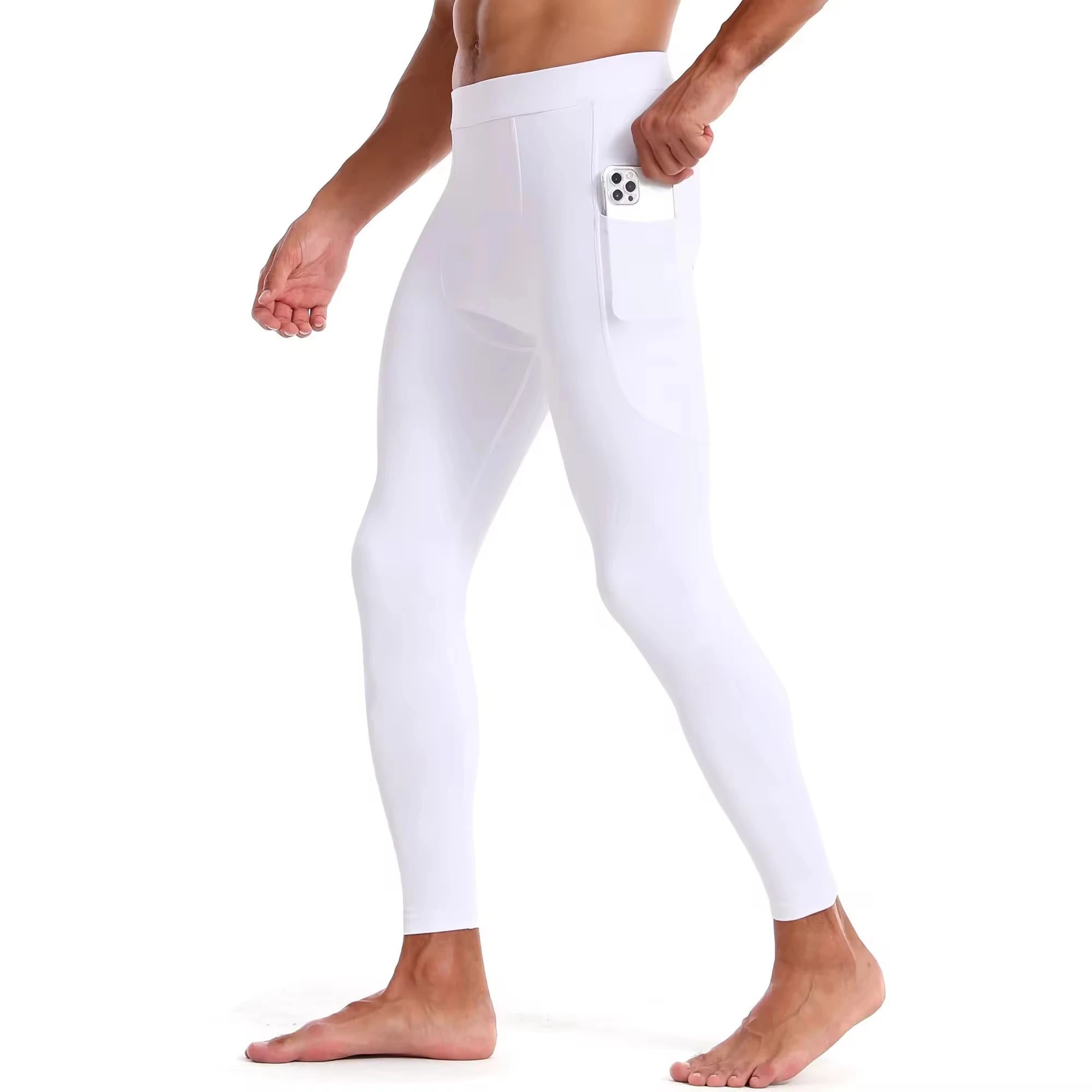 Men's High-Waisted Compression Pants Lightweight Casual MMA Gym Leggings Push-up Tight for Adult Size