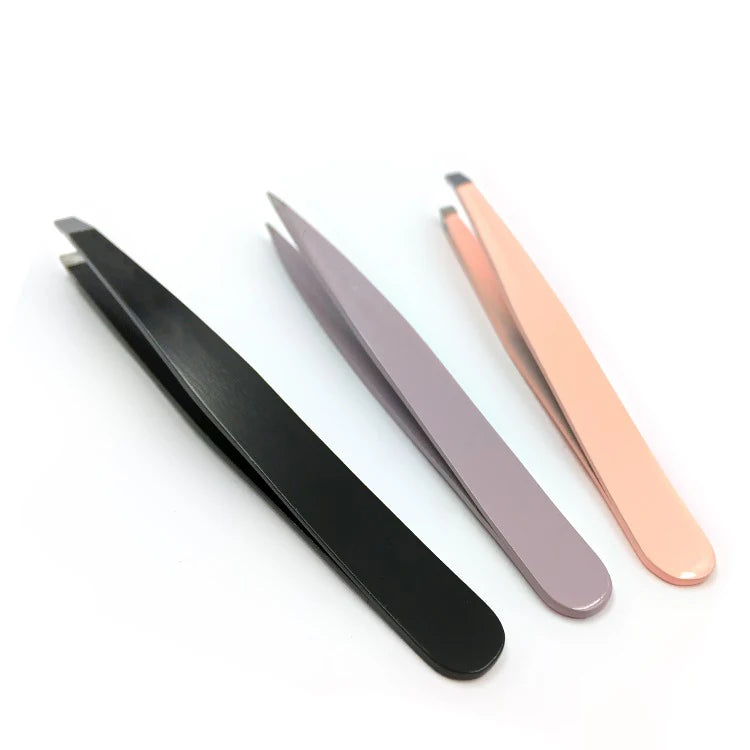 Hot Selling Personal Care Slanted Stainless Steel Eyebrow Tweezers-Reusable Custom Logo Customizable Sizes & Colors