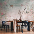 Germany Made Floral Coloured Grey Blue Pink Non Woven Vinyl Wall Mural 3.71x2.80m for Bedroom Dining Rooms Light Resistant