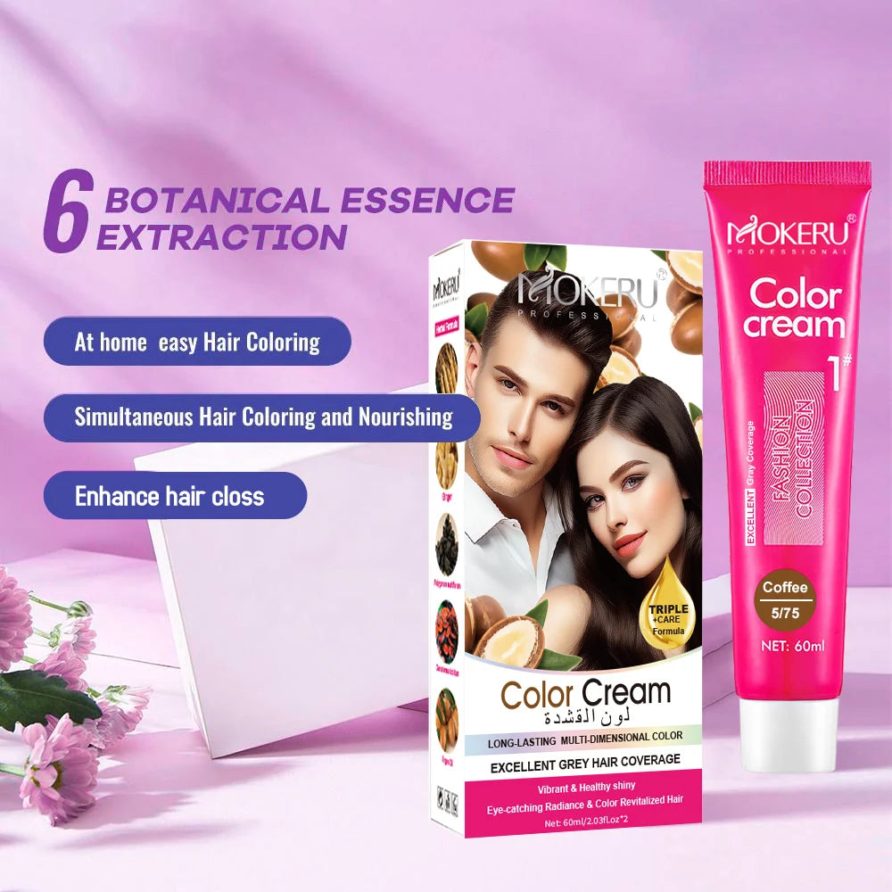 Mokeru Original Factory Wholesale 60ml*2 No Ammonia Hair Color Cream With Developer Permanent Hair Dye For All Hair Type Use