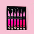 Top Selling Tweezers Kit Butterfly 6 Pieces for Eyelash Extension Tweezers Logo charm Tweezers Available Packing Sustainable